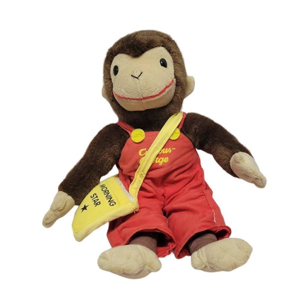 Curious George Monkey Newspaper Boy Plush Soft Toy Network 16" Stuffed